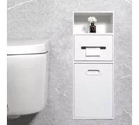 Niche de Douche, Niches de douche encastrées en acier inoxydable, support de rangement mural pour papier toilette, porte-papier toilette encastré, étagère encastrée avec seau basculant (blanc 7,8 x 26