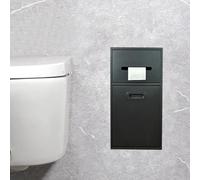 Niche de Douche, Niches de douche encastrées en acier inoxydable, support de rangement mural pour papier toilette, porte-papier toilette encastré, étagère encastrée avec seau basculant (noir 7,8 x 19,