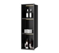 Niche de douche noire mate, niche murale encastrée en acier inoxydable 304 for salle de bain, organisateur de douche sans couture de grande capacité for serviettes, rangement d'articles de toilette