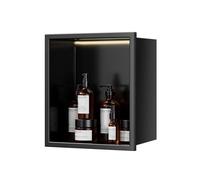 Niche de douche noire mate, niche murale encastrée en acier inoxydable 304 for salle de bain, organisateur de douche sans couture de grande capacité for serviettes, rangement d'articles de toilette