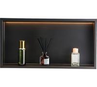 Niche de douche VEVOR, 10,16x33,02x63,5 cm, niche murale encastrée avec bande LED, organisateur de rangement de shampoing en acier inoxydable, durable & facile à installer, noir pour salle de bains