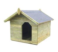 vidaXL Niche de jardin - Bois de pin imprégné, toit ouvrant, pour chien moyen (extérieur)