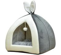 Niche de lit pour animaux de compagnie - Panier confortable pour chat cochon d'Inde - Lit mignon - Grand nid de maison - Accessoire pour chat - Inde, lapin - Petit animal de compagnie (Gris, L)