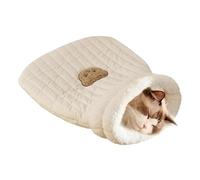 Niche de lit pour chat - Sac de couchage en lin - Lit confortable pour chat - Lit doux et confortable - Sac de couchage pour chat facilement accessible avec motif d'ours mignon pour chats et argile