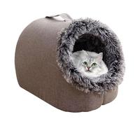 Niche de luxe pour animal de compagnie - Nid chaud pour l'hiver - Nid semi-fermé pour animaux de compagnie - Sangles de transport - Pliable et lavable en machine - Pour camping, chambre, balcon