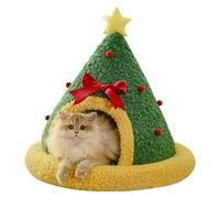 Niche de Noël pour chat - Niche de Noël semi-fermée avec coussin lavable - Pour chats et chiens de moins de 5 kg