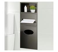 Niche de rangement encastrée en acier inoxydable, alcôve intégrée pour papier toilette et poubelle, solution peu encombrante pour salle de bain, cuisine, salon et chambre à coucher