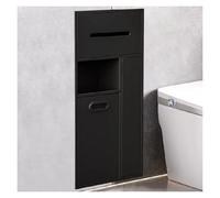 Niche de salle de bain en acier inoxydable 304, armoire à poubelle cachée, porte-rouleau de toilette intégré, support de rangement pour brosse de toilette pour bureau dans la chambre, noir-30 x 65 x