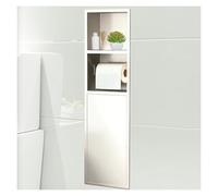 Niche de salle de bain en acier inoxydable, armoire à brosse de toilette cachée étanche à l'eau, support mural encastré papier toilette alcove pour salon chambre à coucher, blanc 18 x 80 x 12,5 cm