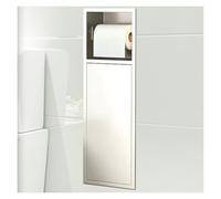 Niche de salle de bain en acier inoxydable, armoire à brosse de toilette cachée étanche à l'eau, support mural encastré papier toilette alcove pour salon chambre, blanc 16,5 x 60 x 12,5 cm/6,49 x