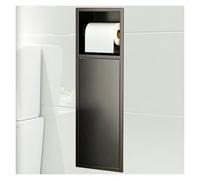 Niche de salle de bain en acier inoxydable, armoire à brosse de toilette cachée étanche à l'eau, support mural encastré papier toilette alcove pour salon chambre à coucher, noir-16,5 x 60 x 12,5 cm