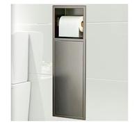 Niche De Salle De Bain En Acier Inoxydable, Armoire De Brosse De Toilette Cachée Étanche, Niche De Stockage De Papier Toilette Encastrée Murale Pour Salon/Chambre,Grey-16.5x60x12.5cm/6.49x23.62x4.92in