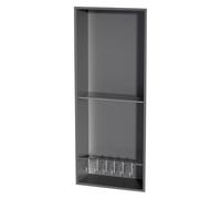 Niche De Salle De Bain En Acier Inoxydable, Étagère Intégrée Avec Garde-Corps De Protection, Support De Rangement Pour Papier Toilette, Pour Salon, Chambre, Hôtel, Résidence, Gris, 28 X 70 X 12,5 Cm