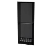 Niche De Salle De Bain En Acier Inoxydable, Étagère Intégrée Avec Garde-Corps De Protection, Support De Rangement Pour Papier Toilette, Pour Salon, Chambre, Hôtel, Résidence, Noir, 28 X 70 X 12,5 Cm