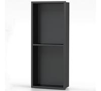 Niche de salle de bain en acier inoxydable, grille de rangement en métal en une pièce, armoires murales de cloison à télévision intégrées pour chambre à coucher, facile à installer, noir-70x28x12.5cm