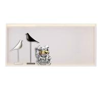 Niche de Salle de Bain En Acier Inoxydable, Shampoing Intégré Articles de Toilette Papier Toilette Étanche Stockage Alcove Avec Lampes Pour Chambre Bureau Cuisine Salon, Blanc Crème-92x32x12.5cm