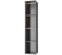 Niche de salle de bain en acier inoxydable, support de rangement en papier toilette encastré avec lampes, étagère murale pour cuisine salon chambre hôtel, rouge 28 x 120 x 12,5 cm / 11,02 x 47,24 x