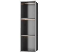 Niche de salle de bain en acier inoxydable, support de rangement en papier toilette encastré avec lampes, étagère murale pour cuisine salon chambre hôtel, rouge 28 x 90 x 12,5 cm / 11,02 x 35,43 x