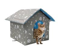 Niche d'extérieur isolée pour Chat pour l'hiver - Abri imperméable et résistant aux intempéries pour Chats errants et Sauvages, Tente Thermique imperméable avec Tapis Doux, S/M/L, Gris