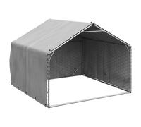 vidaXL Chenil d'extérieur pour chiens Housse 3x2x1,9 m Acier galvanisé, grande, couverte