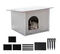 Niche d'extérieur pour chat - Abri en bois isolé 45 x 40 x 40 cm, maison pour chat sauvage résistante aux intempéries, toit en asphalte ouvrable | Clapier de porte en plastique pour chats et petits an