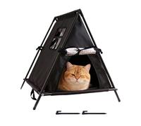 Niche d'extérieur pour chat - Abri surélevé chaud et résistant aux intempéries pour l'hiver, design surélevé pour porche, balcon, jardin, appartement ou arrière-cour, idéal pour chats domestiques, 40