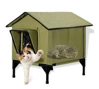 Niche d'extérieur pour chat - Niche isolée et imperméable pour l'extérieur - Maison d'hiver pour chats et petits chiens - Abri sauvage pour chats et chats de petite taille - Vert