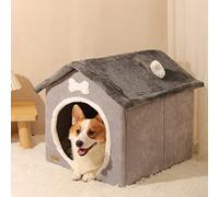 Niche d'intérieur chaude pour chien et chat - Lit pliable avec coussin amovible pour animaux de compagnie, chiens, chats - Niche intérieure couverte pour petits animaux de compagnie - Taille L (38 x