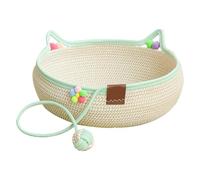 Niche d'intérieur pour chat 35 x 35 cm - Grattoir doux et panier de couchage, fait à la main | Nid pour chat toute l'année pour la maison, l'appartement, la chambre à coucher, le balcon, le bureau, le