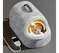 Niche électrique chauffante pour chats et chiots, grotte thermique réglable en température avec fond antidérapant et cordon anti-mastication, lit d'intérieur chaud et confortable pour chats et lapins
