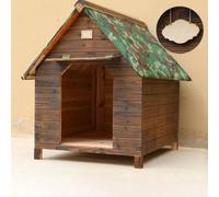 Niche en bois pour chien avec porche couvert et toit à charnière, niche d'extérieur résistante aux intempéries pour un abri confortable