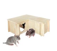 Niche en bois pour hamster - Tunnel 3 pièces pour grands petits animaux - Jouet tunnel pour petits animaux - Labyrinthe de chambre - Cachette pour hamsters, gerbilles, souris, lemmings