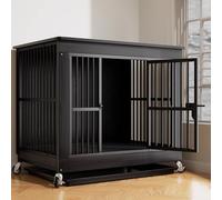 Niche en bois robuste pour chien - Table basse décorative avec rotation à 360° et plateau inférieur pour une utilisation en intérieur