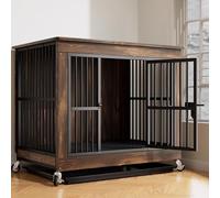 Niche en bois robuste pour chien - Table basse décorative avec rotation à 360° et plateau inférieur pour une utilisation en intérieur