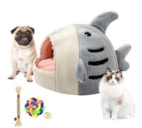 Niche en forme de requin pour chat, chaton et petits chiens (gris, 47 x 45 x 34 cm, chat de moins de 10,9 kg)