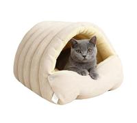 Niche fermée pour chat - Niche couverte de peluche - Cachette intérieure en forme de dôme pour chaton et chiot - Abri en feutre doux et peluche pour animaux de compagnie de petite, moyenne et grande