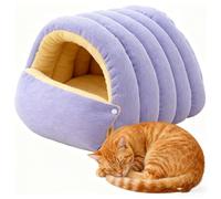 Niche fermée pour Chat, Sac de Couchage pour Animaux de Compagnie, lit Confortable pour Chat Monstre, lit de Tente Doux et Chaud avec Coussin Amovible et Lavable, pour Chaton de Petite, moye Purple L