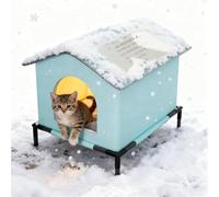 Niche for Chat D'intérieur Et D'extérieur, Résistante Aux Intempéries, Surélevée avec Un Nid Douillet Semi-fermé for Petits Chiens Et Chats(Green,42cm)