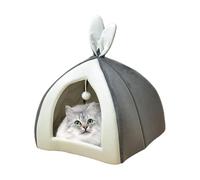 Niche Générique Cave pour Chats - Refuge Doux pour Chatons, Niche Cosy | Lit Semi-fermé pour Animaux De Compagnie, Confort Thermique, Nid avec Pompons, Idéal pour Salon, Chambre Et Coin ANI