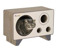 Niche grattoir pour chat 2 en 1 - design radio transistor vintage - carton ondulé G
