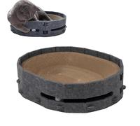 Niche griffoir pour chat | Tapis griffoir en carton avec boules à hochets - Grattoir pour chatons d'intérieur | Pour chambre de bureau, balcon, intérieur, hôtel, camping, salon