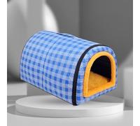 Niche imperméable 2 en 1 pour chien - Igloo pliable - Lit apaisant - Lit chaud avec coussin amovible - Niche confortable avec poignées supérieures (60 x 43 x 40 cm, bleu)