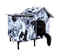 Niche isolée pour chat - Abri pour chat sauvage résistant aux intempéries, lit d'hiver, grotte fermée pour terrasse, jardin, parc, zone résidentielle, garage, grange, coin de rue, couloir