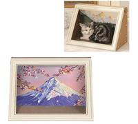 Niche multifonctionnelle pour chat, lit sûr et fermé pour chat, lit pour animaux de compagnie avec cadre pour peinture, griffoir et présentoir d'œuvres d'art