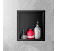 Niche Murale de Douche Acier Inoxydable Intégrée Encastrée Surface Texturée Murale, Étagères Doubles, Étagère À Forte Capacité de Charge, Rangement de Salle de Bain pour Shampoing, Savon Et