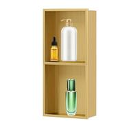 Niche Murale de Salle de Bain Double étagère Niche de Douche en Acier Inoxydable 27,56" x 11,02" encastrée Rangement Mural intégré Pas Besoin de carrelage Design carré pour Salle de Bain Durable