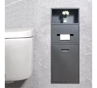 Niche Murale de Salle de Bain Niche Murale de Douche en Acier Inoxydable Support de Rangement de Papier Toilette intégré avec Seau basculant Poubelle étagère Murale pour Salle de Bain et Chambre