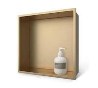 Niche murale en acier inoxydable, étagère de douche sans rebord, niche de douche murale à carreler, niche de salle de bain avec étagère encastrée pour bouteilles de savon et articles de toilette, doré