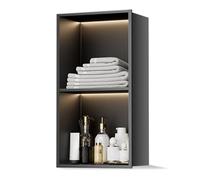 Niche murale encastrée avec bandes lumineuses LED, armoire de douche en acier inoxydable, pas de carrelage nécessaire, organisateur de rangement pour salle de bain, cuisine, salon, chambre à coucher