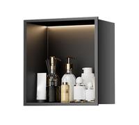 Niche murale encastrée avec bandes lumineuses LED, armoire de douche en acier inoxydable, pas de carrelage nécessaire, organisateur de rangement pour salle de bain, cuisine, salon, chambre à coucher